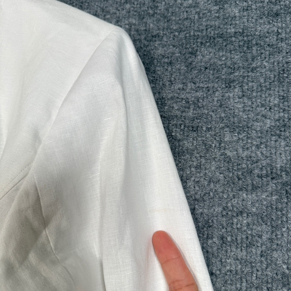 Talbots Sz 16 Blazer Jacket White Linen Single Breasted One Button Office Career - Picture 5 of 10